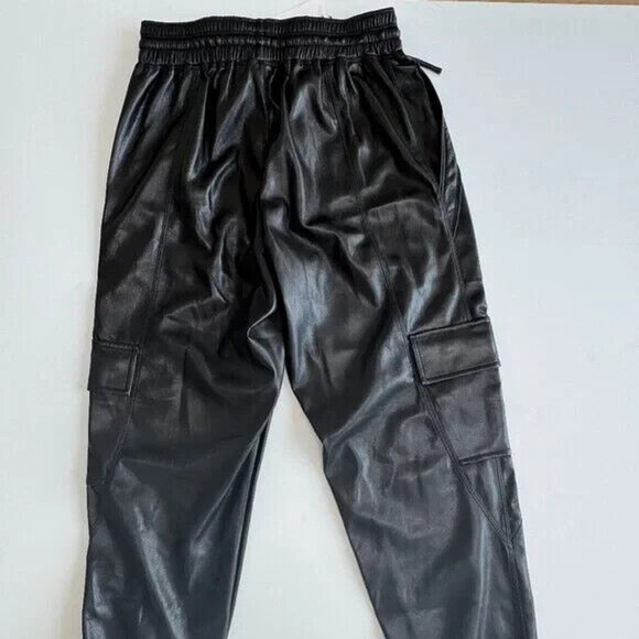 Melissa Nepton Malo Pants Faux Leather Cargo Joggers NWT $205 Small Black - Picture 5 of 7